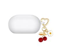 AGAOSH Protective Case for Beats Solo Buds Case Cover with Cute Cherry Charm Heart Keychain, Soft Silicone Daisy Key Chains Accessories for New Beats Solo Charging Case Earbuds for Women Men White