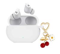 AGAOSH Protective Case for Beats Studio Buds Case, Studio Buds Plus,Cute Cherry Charm Heart Keychain, Soft Silicone Case Daisy Key Chains for New Beats Studio Buds+ Earbuds for Women Men White