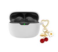 AGAOSH Protective Case for JBL Vibe Beam/JBL Vibe 200TWS with Cute Cherry Charm Heart Keychain,Soft Silicone Daisy Accessories for JBL Vibe 200TWS & JBL Vibe Beam True Headphones Charging Case White