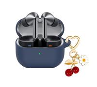 AGAOSH Protective Case for Samsung Galaxy Buds 3 Case & Galaxy Buds 3 Pro, Cute Cherry Charm Keychain,Soft Silicone Protective Case Daisy for Samsung Galaxy Buds3 Pro Earbuds for Women Men Blue