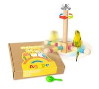 Agape Bird Toy, Parrot 360° Interactive Rotating Perch, Bird Cage Accessories for Small and Medium Parrots to Expend Energy, Wooden Stand for Parakeets Cockatiels Lovebirds Conures Finches Budgies