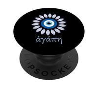 Agape means Love in Greek, Flower Greek Evil Eyes Souvenir PopSockets Adhesive PopGrip