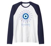 Agape means Love in Greek, Flower Greek Evil Eyes Souvenir Raglan Baseball Tee