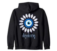 Agape means Love in Greek, Flower Greek Evil Eyes Souvenir Zip Hoodie