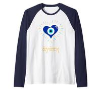 Agape Means Love in Greek with Traditional Gr vil Eye Raglan Baseball Tee