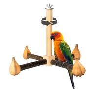 Agape Rotating Parrot Perch Toy, Natural Wooden Stand for Small & Medium Birds, Bird Cage Accessory with Exercise Wheel for Parakeets, Cockatiels Lovebirds Conures Finches Budgies