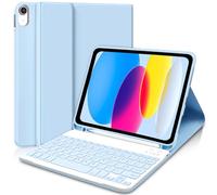 AGARELE Keyboard case for iPad (A16) 11th Gen 2025 11" & iPad 10th Gen 2022 10.9", UK layout Wireless Detachable Folio Keyboard Cover with Pencil Holder, Thin & Light - Light Blue