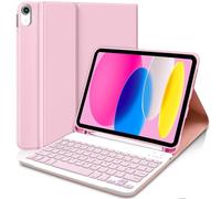 AGARELE Keyboard case for iPad (A16) 11th Gen 2025 11" & iPad 10th Gen 2022 10.9", UK layout Wireless Detachable Folio Keyboard Cover with Pencil Holder, Thin & Light - Light Pink