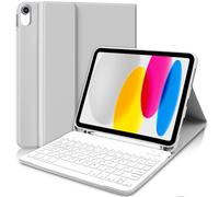 AGARELE Keyboard Case for iPad A16 11th Generation 2025 11 inch/10th Generation 2022 10.9 inch, Wireless Bluetooth Detachable Keyboard for ipad with Pencil Holder, UK Layout (White Grey)