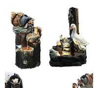 AGARES Solar Powered Squirrel Water Fountain with LED Light, Resin Garden Animal Statue Outdoor Waterfall Features, Decorative Waterscape Fountain for Patio Yard Lawn Garden Water Feature Decoration