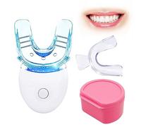 AGARES Teeth Whitening Accelerator Light, 5 Blue LED, Wireless, with Mouth Tray and Case, White, 1 Count