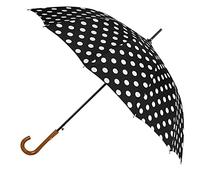 Agaric Classic Wooden Hook Handle J Stick Umbrella Auto Open Windproof Umbrella for Women, Black,