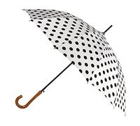 Agaric Classic Wooden Hook Handle J Stick Umbrella Auto Open Windproof Umbrella for Women, White,