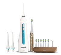 AGARO Cosmic Max Sonic Tooth Brush Champagne Gold & Ultra Portable Oral Irigator 200 ML White & Blue, Combo