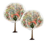 Agarte 2PCS 2.4x2.4m Large Fruit Tree Netting Bag, Fruit Tree Netting Bird Protection with Zipper, Reusable Garden Netting for Fruit Trees, Protection from Anti Birds,Bugs,Cicadas(White, 2 PCS)