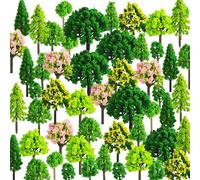 Agarte 55 Pcs Mixed Model Trees, 1.18-2.76 inch(3-7cm) Miniature Landscape Trees, Landscape Model Diorama Trees Mixed, Mini Fake Miniature Trees for DIY Train Railways Scenery Natural Green Landscape