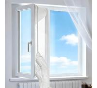 Agarte Air Conditioner Window Seal, 400cm Universal AC Window Kit, Hot Air Stop Air Exchange Guards with Zip and Adhesive Fastener for Portable Air Conditioner and Tumble Dryer, Easy to Install