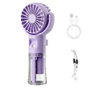 Agarte Mini Handheld Fan, 4 Adjustable Speed Humidifier Mist Portable Handheld Fan, Rechargeable USB Fan for Indoor, School, Travel, Camping, Makeup