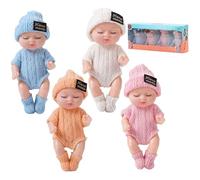 Agarte Mini Reborn Dolls, 4 PCS Sleeping Rebirth Dolls with Clothes, Miniature Reborn Doll Toys, Washable Tiny Newborn Baby Dolls, Lifelike Baby Doll for Toddlers Kids