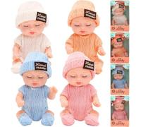 Agarte Mini Reborn Dolls, 4 PCS Sleeping Rebirth Dolls with Clothes, Miniature Reborn Doll Toys, Washable Tiny Newborn Baby Dolls, Lifelike Baby Doll for Toddlers Kids
