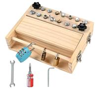 Agarte Montessori Screwdriver Board Set, Wooden Montessori Toys for 3 4 5 year olds, Kids Tool Set with Lock and Key Toy, Montessori Busy Board for Toddlers Travel, Fine Motor Skills Toys
