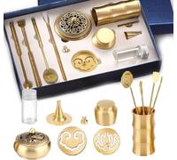 Agarwood Incense Burner Kit, Brass Incense Making Kit Incense Mold Tool Set, Incense Cone Molds, Including Spoon, Press, Shovel, Brush, Meditation Incense Burner for Home Fragrance(12 Pcs)