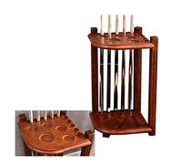 Agashi Billiard Pool Cue Stick Holder, Billiard Table Accessories, Free-Standing Billiard Cue Floor Rack Holds 10 Cues, Solid Wood Cue Pool Rack/Vinte Red/L39Cm-H70Cm