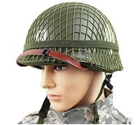 Agashi Reproduction Ww2 Us Army M1 Green Helmet Replica with Net/Canvas Chin Strap Diying, for Airsoftball Cs Cosplay Halloween Party