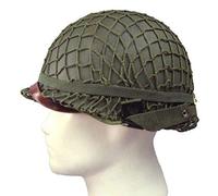 Agashi World War 2 U.S M1 Military Steel Helmet with Netting Cover Wwii Equipment Replica Helmet for Cs Role Play Outdoor Games/Bk/L