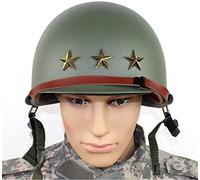 Agashi Ww2 Us Army M1 Helmet Replica with Net/Canvas Chin Strap and Five-Pointed Star Badge, World War 2 Military Replica Helmet for Airsoftball Cs Game