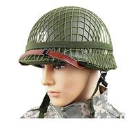 Agashi Wwii Us Army M1 Green Helmet Replica Ww2 Safety Helmet with Net/Canvas Chin Strap Diying, Military Equipment Replica Hats