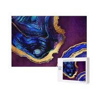 Agate Abstract Purple, Blue, Gold,300 Pieces Wooden Jigsaw Family Game Jigsaw Puzzles for Adults Teens Home Decor
