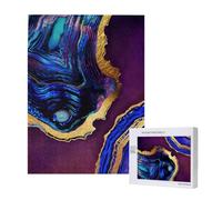 Agate Abstract Purple, Blue, Gold,500 Pieces Wooden Jigsaw Family Game Jigsaw Puzzles for Adults Teens