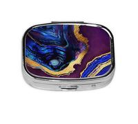 Agate Abstract Purple, Blue, Gold,Meta Pill Box 2 Compartment Medicine Case,Portable Organizer,Rectangle Meta Portable Organizer Pill Box 845 Compartment Medicine Case