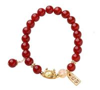 Agate Bracelet Feng Shui Wealth Bracelet Zodiac Animal Auspicious Golden Jiaozi Dumpling Dragon Talisman 2024 Decor Chakra Gems Crystal Bangle Prosperity Money Luck/2106