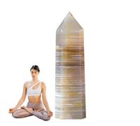 Agate Crystal Point - Natural Healing Stone Tower, Polished Hexagon Prism Ornament, Spiritual Meditation Accessory | Decorative Display for Home Office Shelf Collection Gift