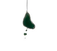 Agate Disc Crystal Sun Catcher - 25-35 cm Hanging Prism Sun Catcher with Natural Stone for Windows, Garden or Car Rear View Mirror Decoration (Green)