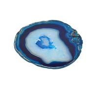 Agate Drinks Coasters Slice Geode Coaster for Drinks, Crystal Quartz Cup Mats 3.2-3.9inch, Jewelry Making Pendant (6 Colors), Navy blue