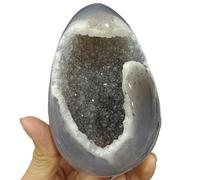 Agate Geode Carved Egg Crystal Home Office Decoration Craft Gifts Home Decor(Size:500-550g)