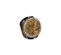 Agate Geode Druzy Ring - Natural Druzy Agate with Crystal Accents, Black Enamel Adjustable Ring for Women
