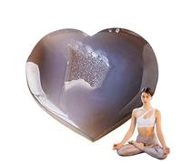 Agate Geode Heart Stone - Love Crystal Ornament, Natural Agate Geode Crystals, Typical Design Decorative Gemstoness Display | Home Living Room Offices Car Collection Tabletop Crystal Decor