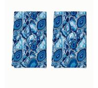 Agate Kitchen Towels Set of 2, Modern Contemporary Gemstone Crystals N/a Blue Absorbent Soft Hand Towels Home Decor 16x24 Inch