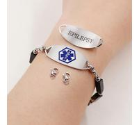 Agate Medical Alert Bracelet | Stainless Steel Engraved Bracelet for Emergency Use | Durable Medical ID Wristband YA5007