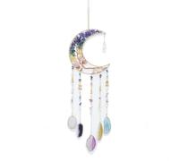 Agate Moon Dream Catchers with Crystal Gemstone Dream Catchers Natural Tree of Life Gem Agate Wall Hangings Room Garden Dreamcatchers Decor (Multicolor)