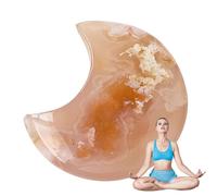 Agate Moon - Natural Crystal 4.5-5.5cm | Agate Moon Stone, Flower Pattern Ornament, Healing Crystal Decor, Stress Relief Gift for Women Men Home Room Decoration