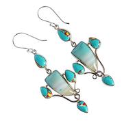 Agate & Rainbow Jasper Earrings 16x8mm Marquise & 8x5mm Cabochons 925 Sterling Silver Dangle Earrings Earthy Multi-Color Statement