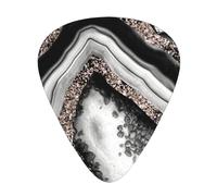 Agate Rose Gold Glitter Glam Gem Decor Art,12 Pcs Guitar Pick,3 Different Thickness Plectrums for Acoustic Guitar Bass Ukulele (0.46mm 0.96mm 0.71mm)