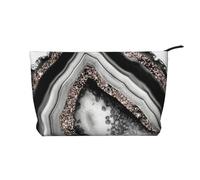 Agate Rose Gold Glitter Glam Gem Decor Art, Cosmetic Bag Corduroy Makeup Bag Portable Travel Toiletry Bag