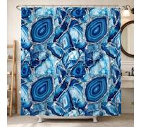 Agate Shower Curtain, Modern Contemporary Gemstone No Crystal Blue Polyester Fabric Shower Curtain Waterproof Bathroom Tub Apartment Decor 72x84 Inch