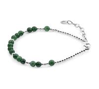 Agate Sienna Silver and Stone Bracelet ANCHOR & CREW Green One Size